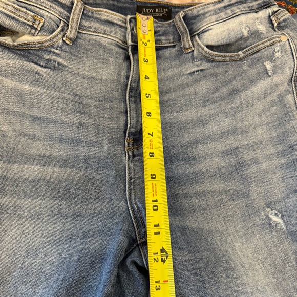 Judy Blue Wide Leg Distressed Cropped Jeans Size 31 - Picture 2 of 10